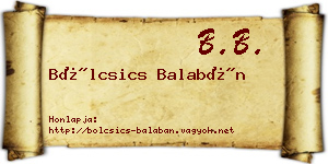 Bölcsics Balabán névjegykártya